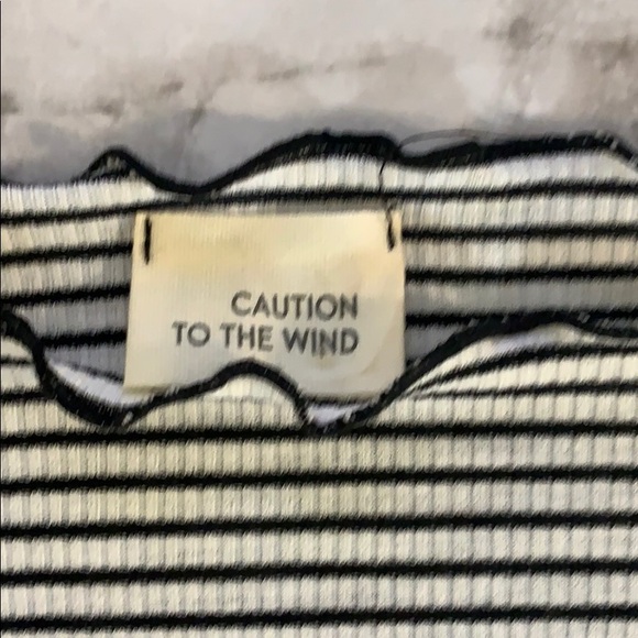 Off the shoulder black and white striped crop top - Picture 5 of 8